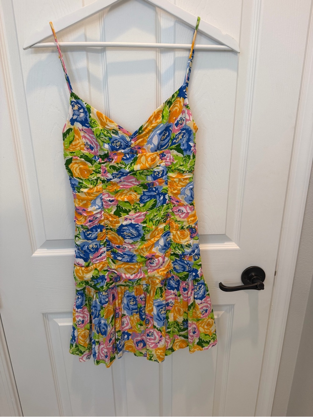 Zara Floral Ruched Draped Mini Dress Multicolor Size M Medium women viral